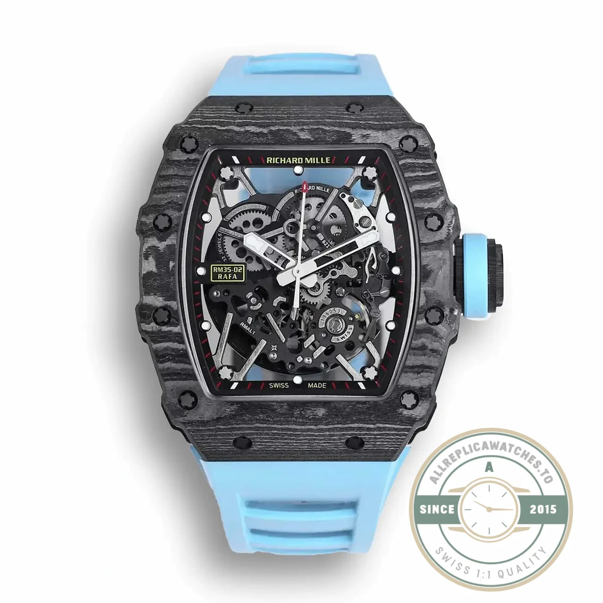 Replica Richard Mille35-02 Blue Rubber Strap - Swiss Movement Replica Watch