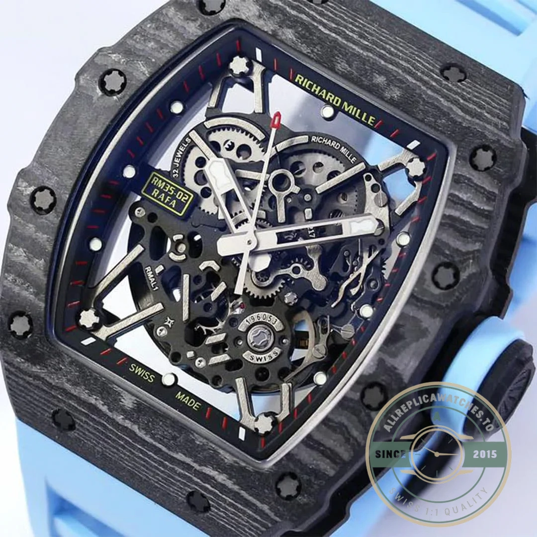 Replica Richard Mille35-02 Blue Rubber Strap - Swiss-Made Clone Watch