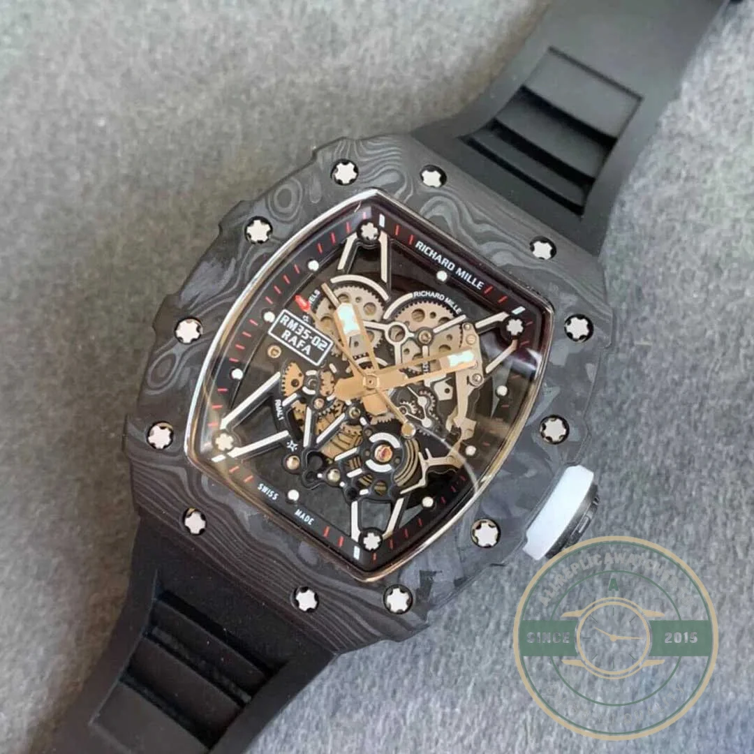 Replica Richard Mille35-02 Kv Factory Carbon Fiber Black Strap - High-Grade Replica Watch