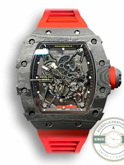 Replica Richard Mille35-02 Kv Factory Carbon Fiber Red Strap - Premium Super Clone Watch