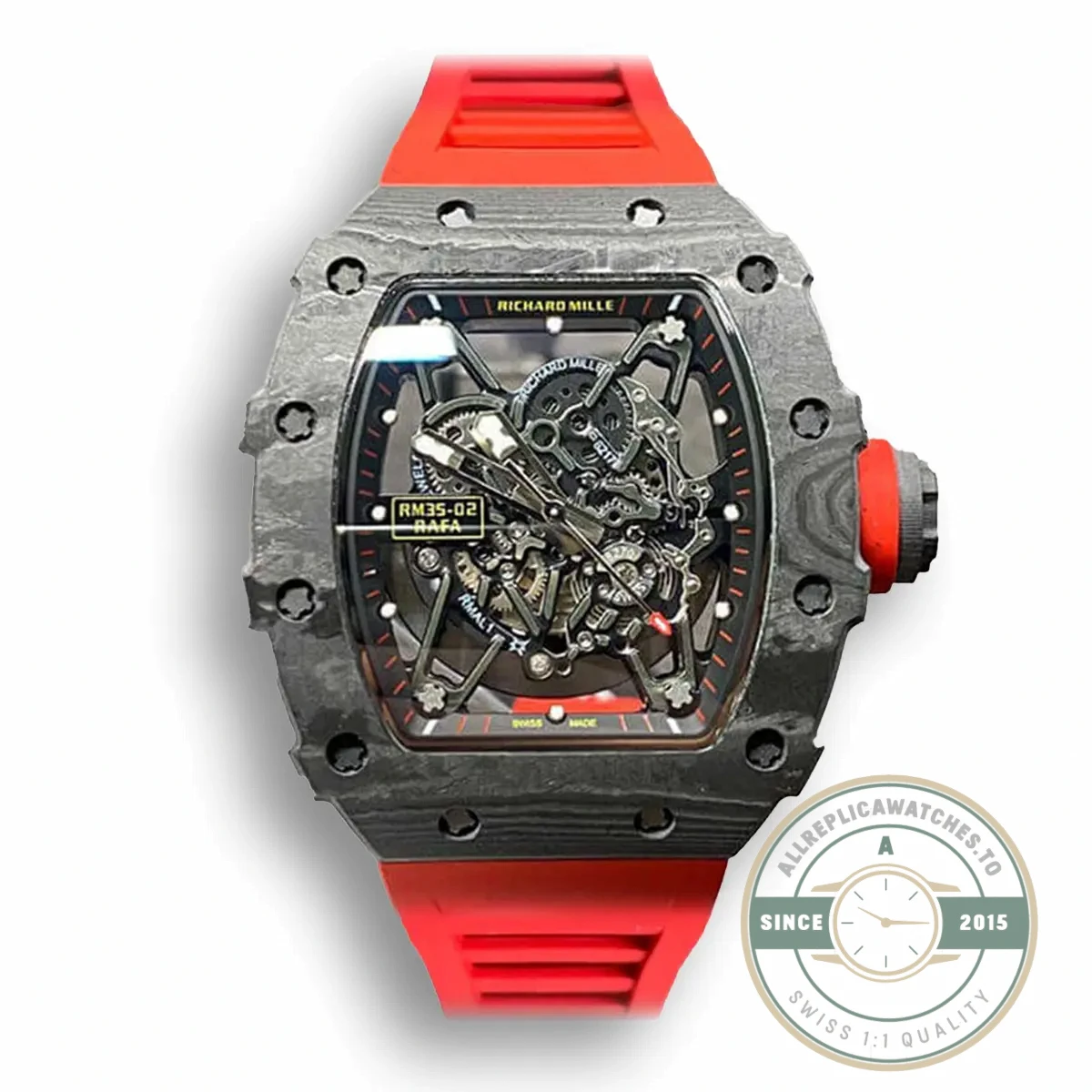 Replica Richard Mille35-02 Kv Factory Carbon Fiber Red Strap - Premium Super Clone Watch