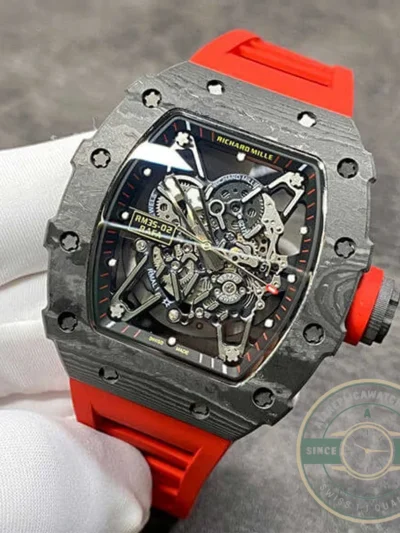 Replica Richard Mille35-02 Kv Factory Carbon Fiber Red Strap - Best Quality Replica Watch