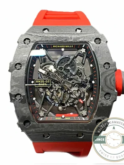 Replica Richard Mille35-02 Kv Factory Carbon Fiber Red Strap - Budget Luxury Replica Watch
