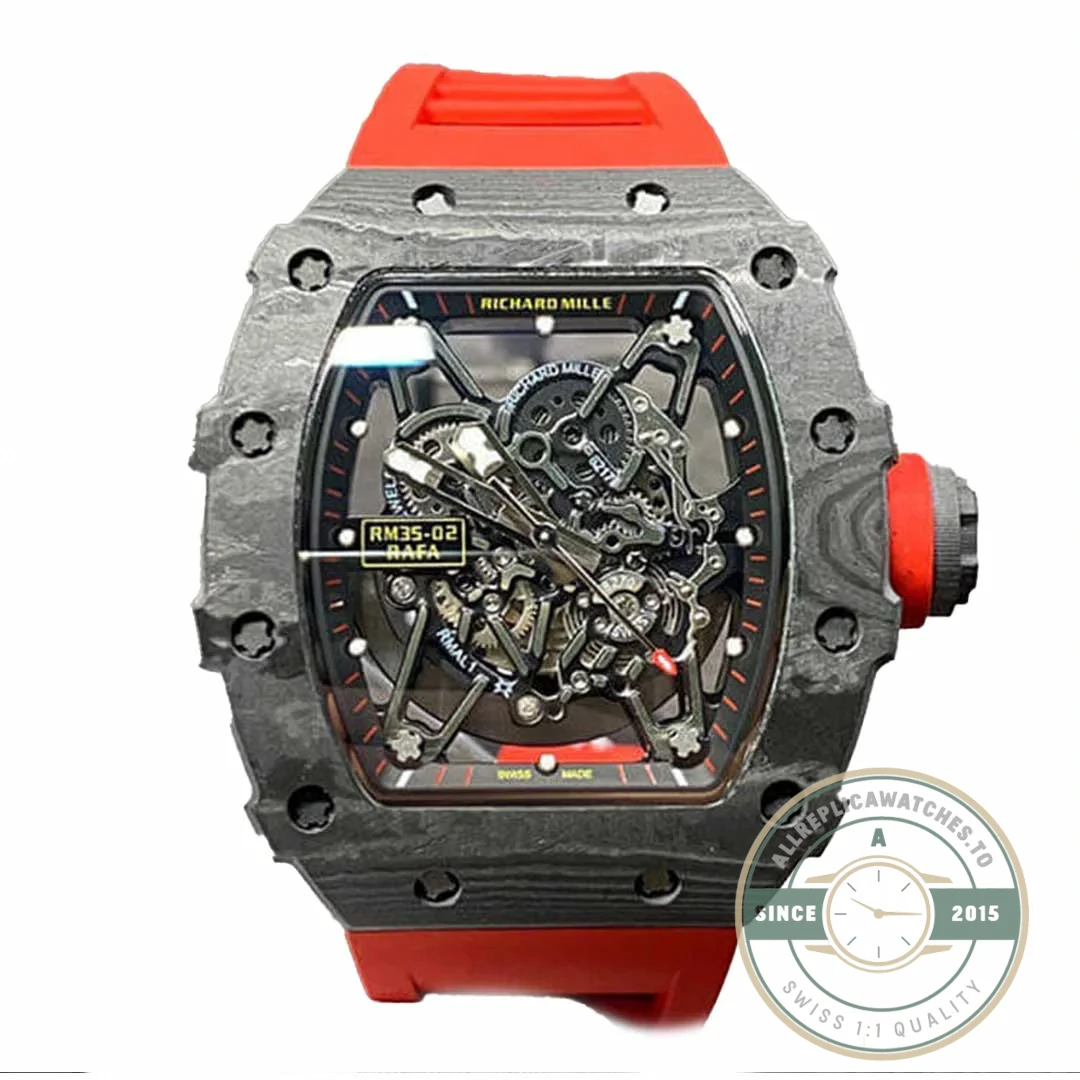 Replica Richard Mille35-02 Kv Factory Carbon Fiber Red Strap - Budget Luxury Replica Watch
