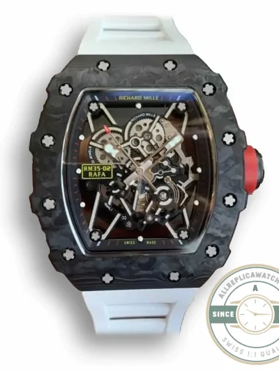 Replica Richard Mille35-02 Kv Factory V3 Carbon Fiber White Strap - Affordable Luxury Replica Timepiece