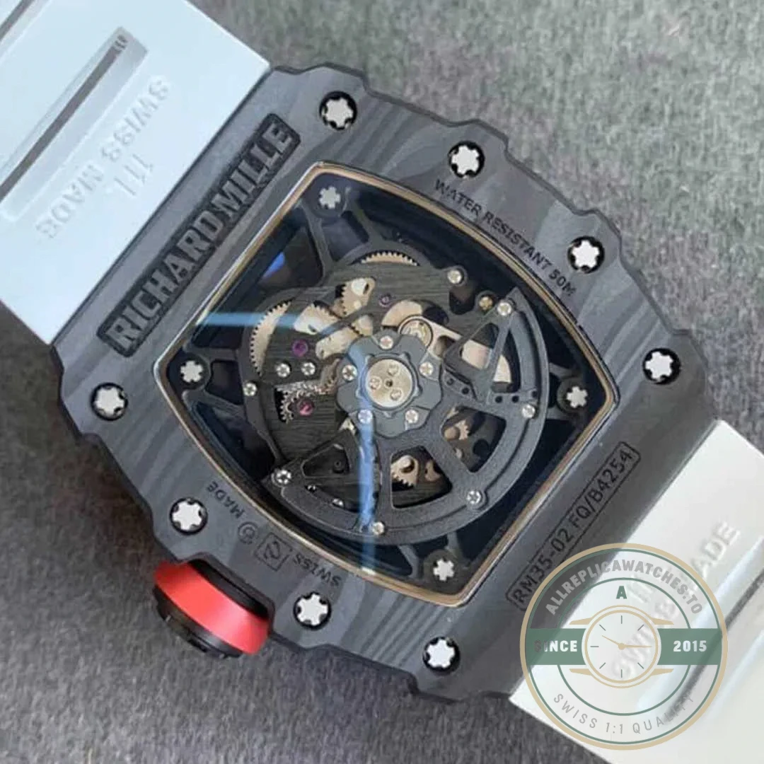Replica Richard Mille35-02 Kv Factory V3 Carbon Fiber White Strap - High-Grade Replica Watch