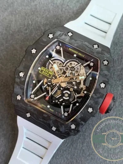 Replica Richard Mille35-02 Kv Factory V3 Carbon Fiber White Strap - Swiss-Made Clone Watch