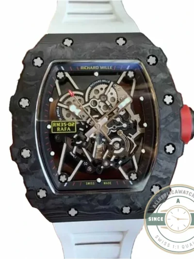 Replica Richard Mille35-02 Kv Factory V3 Carbon Fiber White Strap - High-Grade Replica Watch