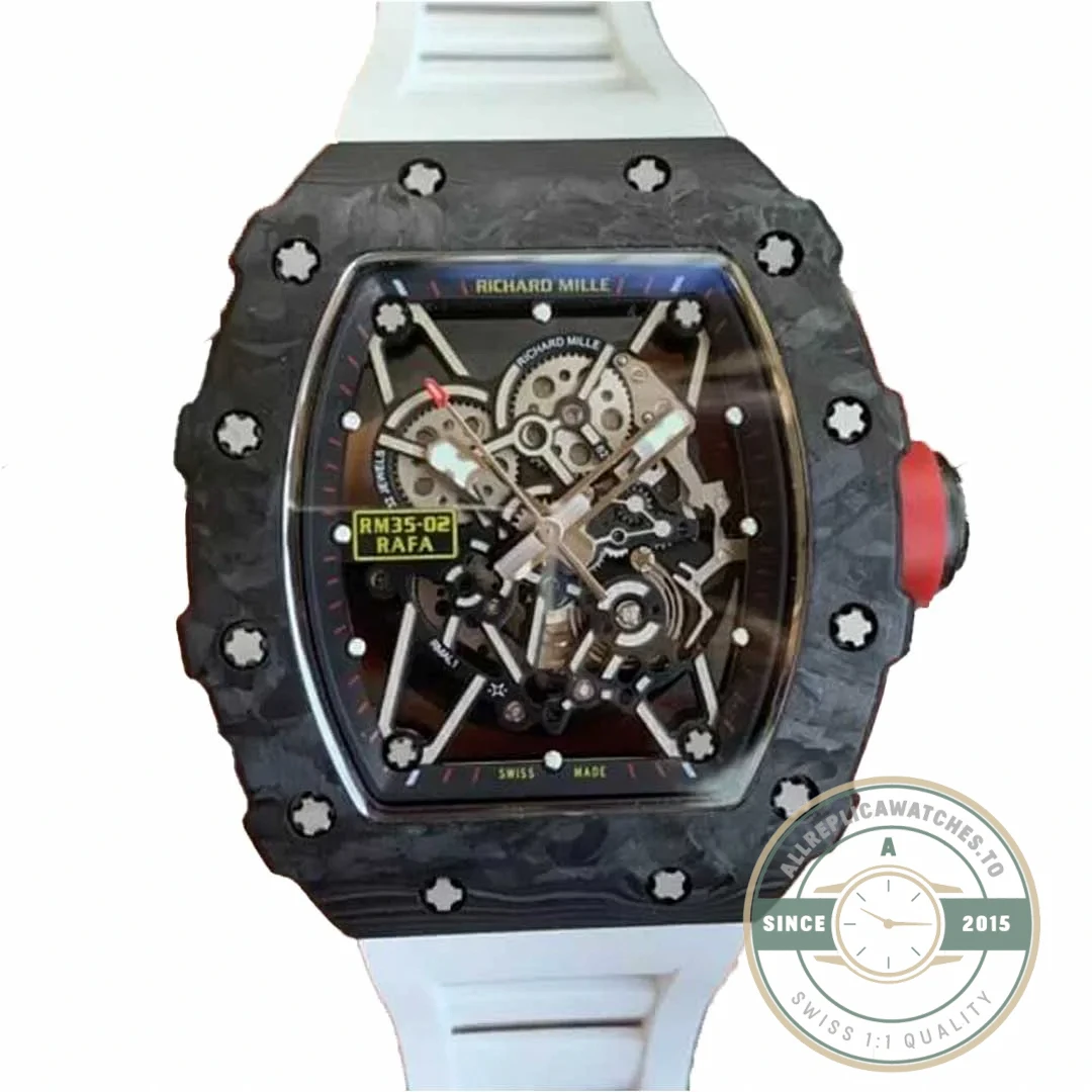 Replica Richard Mille35-02 Kv Factory V3 Carbon Fiber White Strap - High-Grade Replica Watch