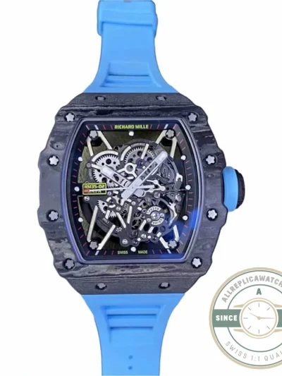 Replica Richard Mille35-02 Ntpt Carbon Fiber Blue Rubber Strap - Top-Tier Swiss Replica Watch