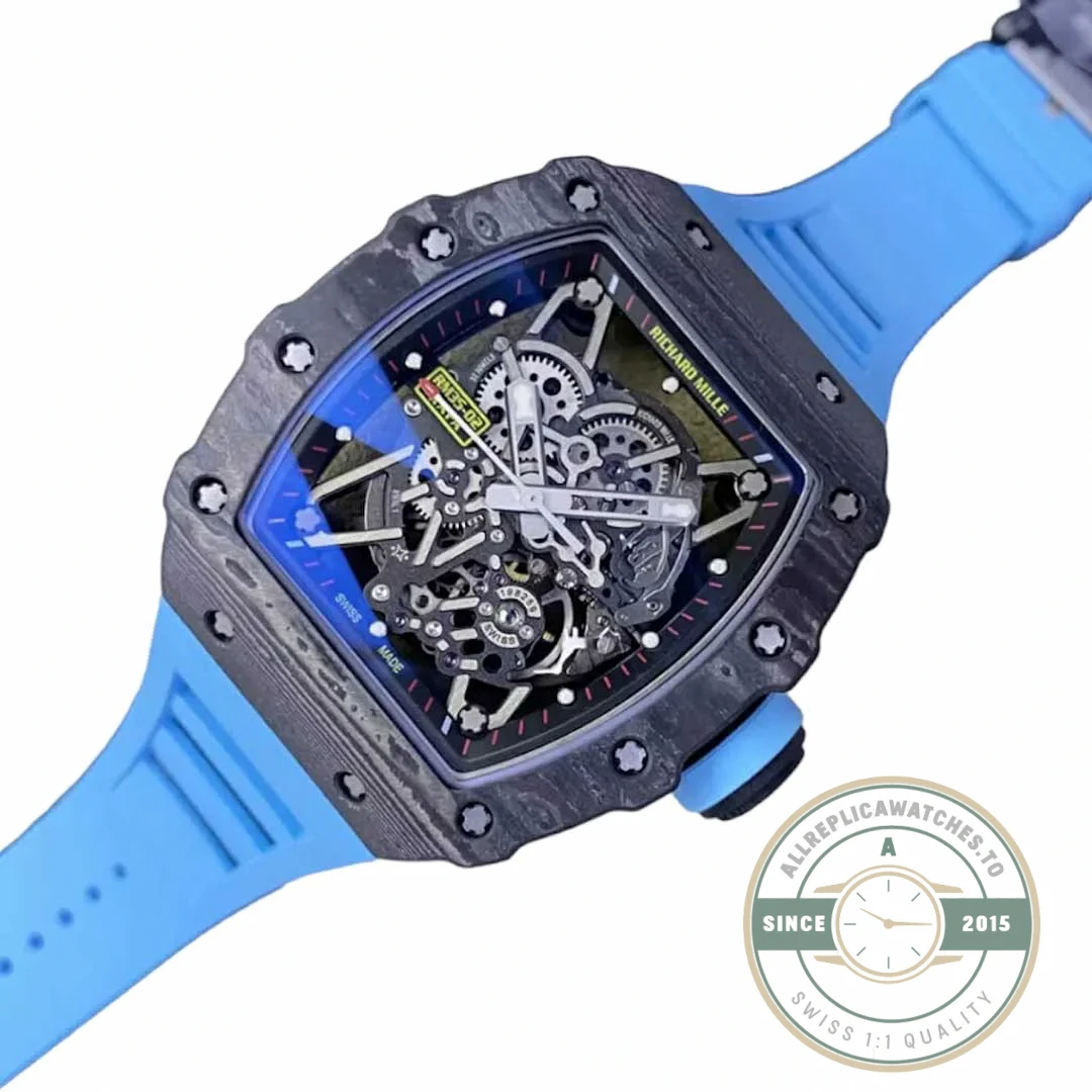 Replica Richard Mille35-02 Ntpt Carbon Fiber Blue Rubber Strap - Best Quality Replica Watch