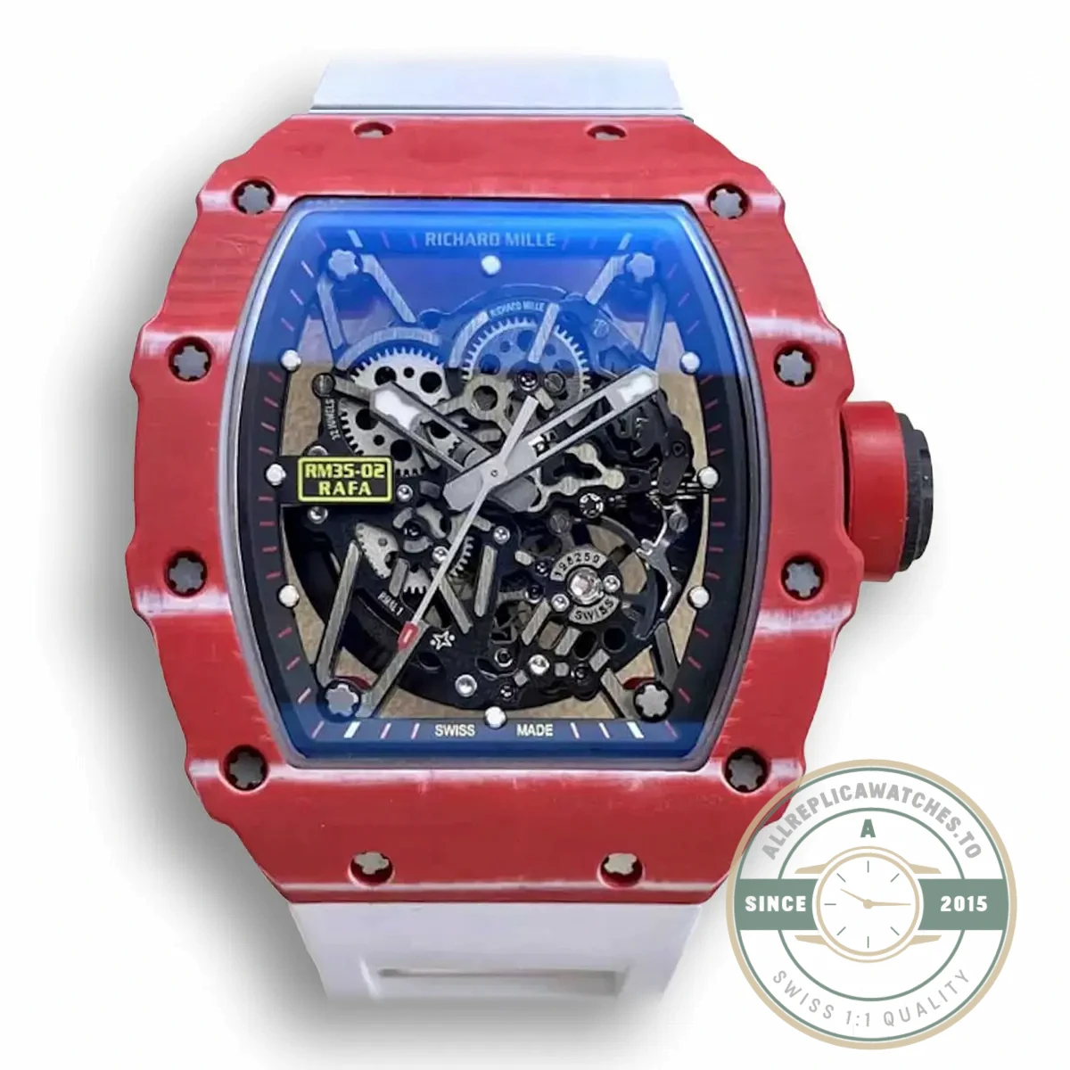 Replica Richard Mille35-02 Ntpt Carbon Fiber White Strap - Top-Tier Swiss Replica Watch