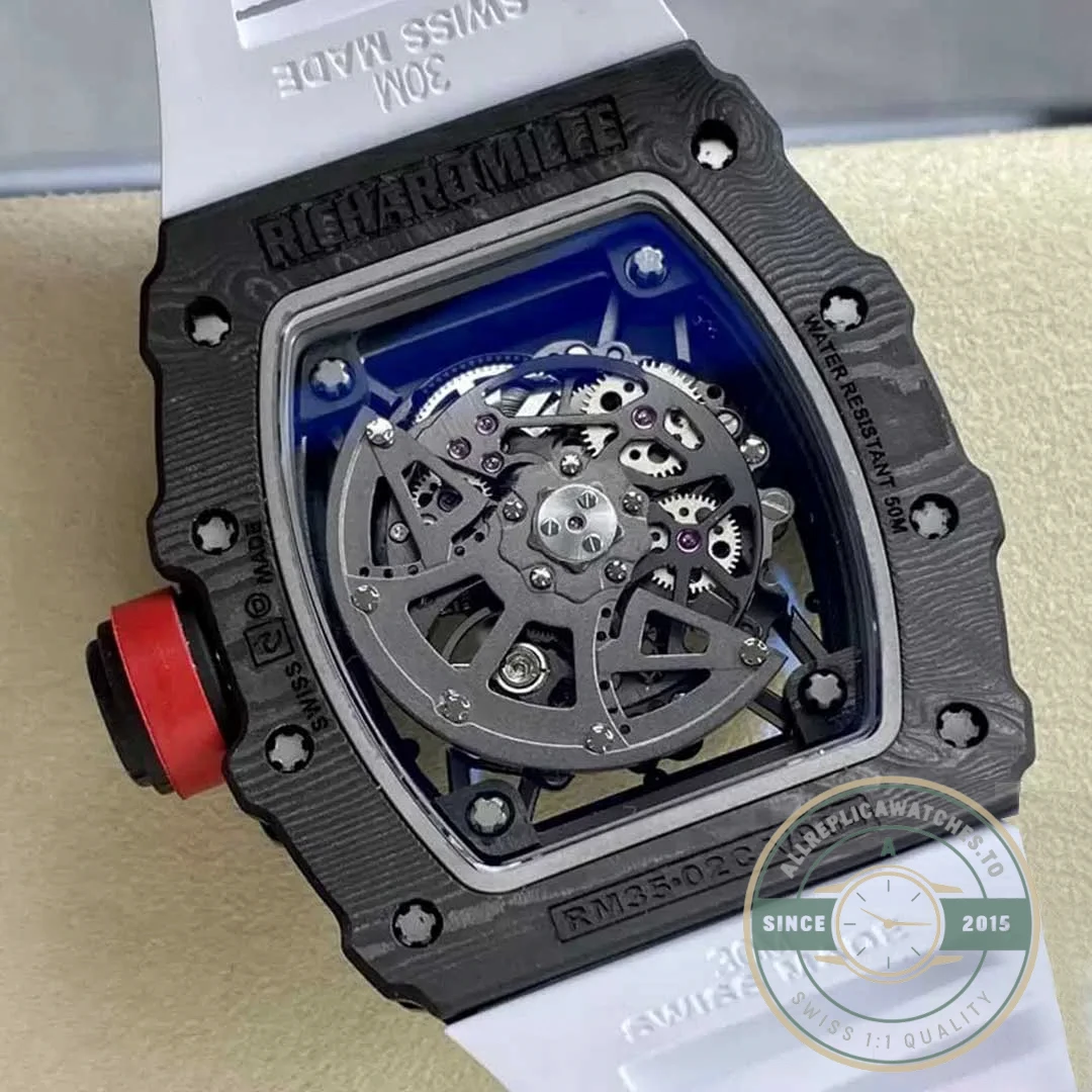 Replica Richard Mille35-02 T+ Factory Carbon Fiber White Strap - Premium Super Clone Watch