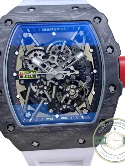 Replica Richard Mille35-02 T+ Factory Carbon Fiber White Strap - Swiss-Made Clone Watch