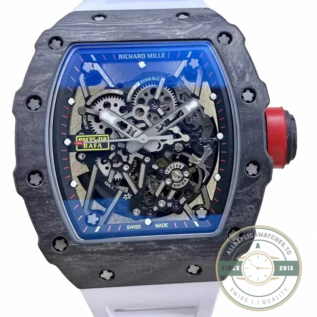 Replica Richard Mille35-02 T+ Factory Carbon Fiber White Strap - Swiss-Made Clone Watch