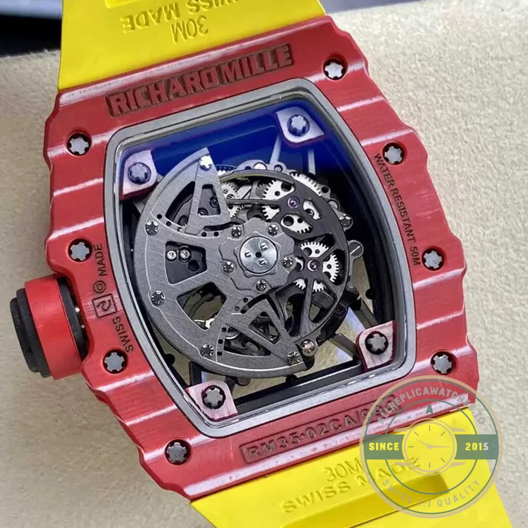Replica Richard Mille35-02 T+ Factory Red Carbon Fiber Ntpt Case - 1:1 Swiss Replica Watch