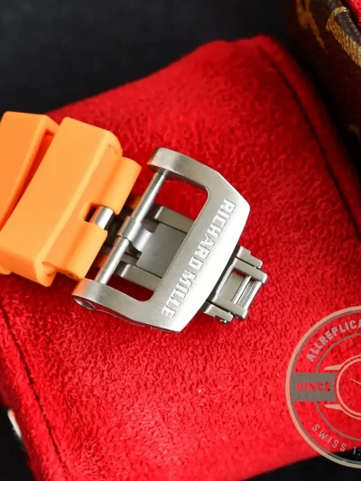 Replica Richard Mille35-02 Transparent Case Orange Strap - Affordable Super Clone Watch