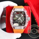 Replica Richard Mille35-02 Transparent Case Orange Strap - 1:1 Swiss Replica Watch