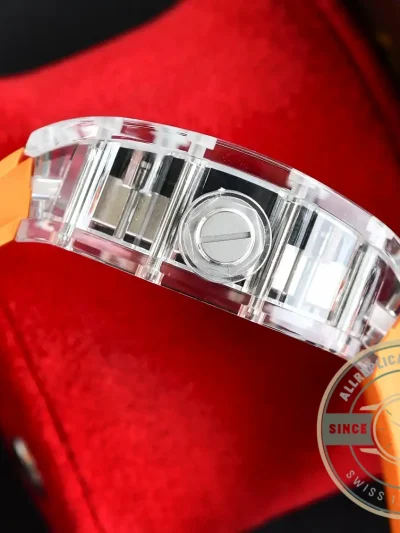 Replica Richard Mille35-02 Transparent Case Orange Strap - Swiss-Made Clone Watch