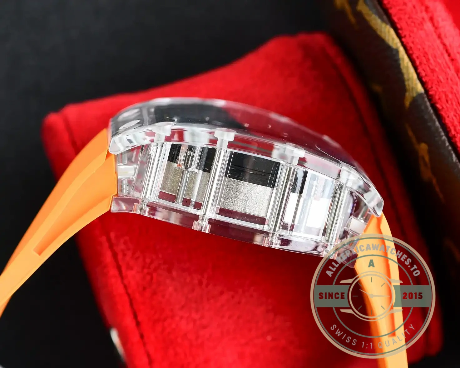Replica Richard Mille35-02 Transparent Case Orange Strap - Budget Luxury Replica Watch