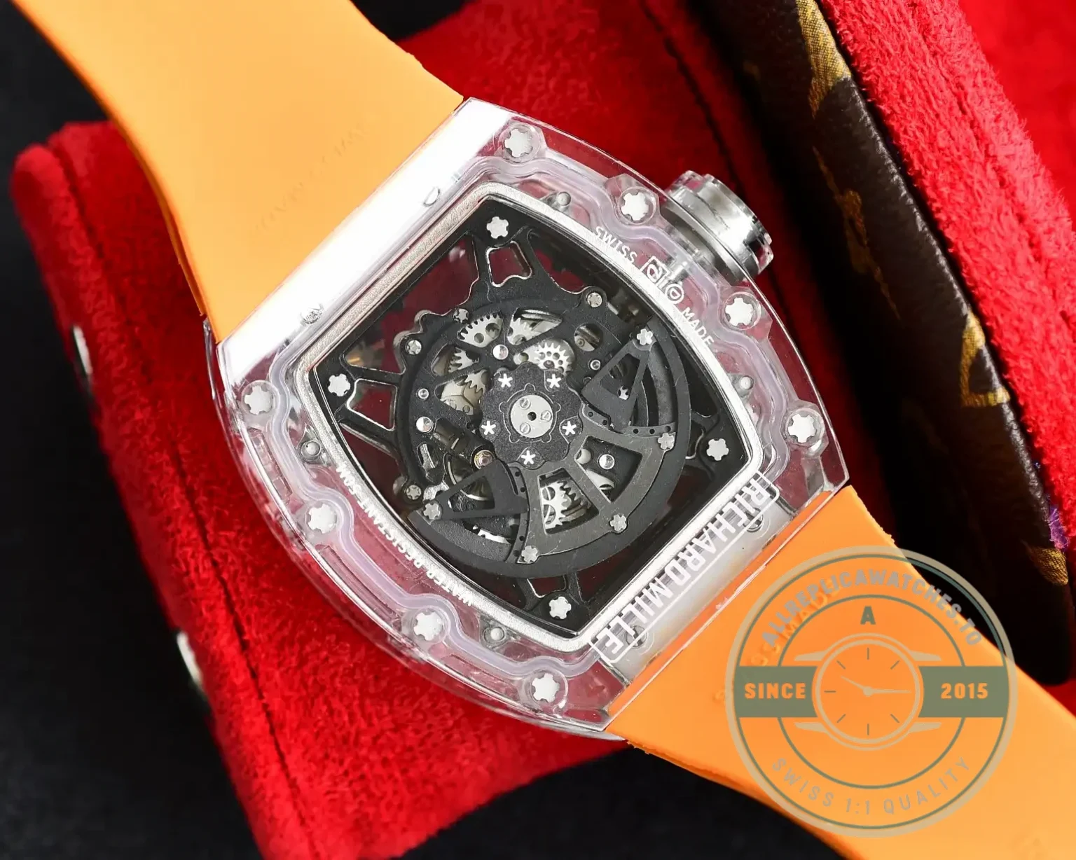 Replica Richard Mille35-02 Transparent Case Orange Strap - Top-Tier Swiss Replica Watch