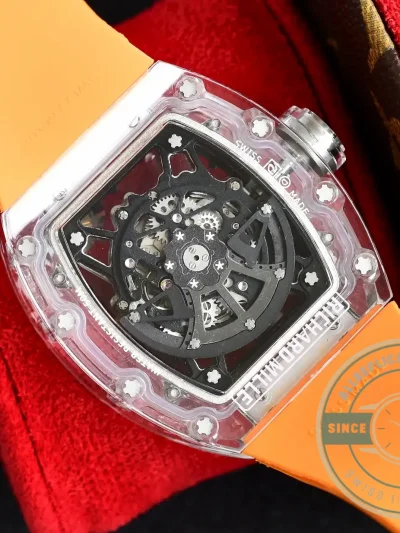 Replica Richard Mille35-02 Transparent Case Orange Strap - Top-Tier Swiss Replica Watch
