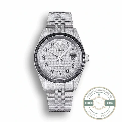 Replica Rolex Datejust 126300 41mm Dial Arabic Bezel Black - 1:1 Swiss Replica Watch