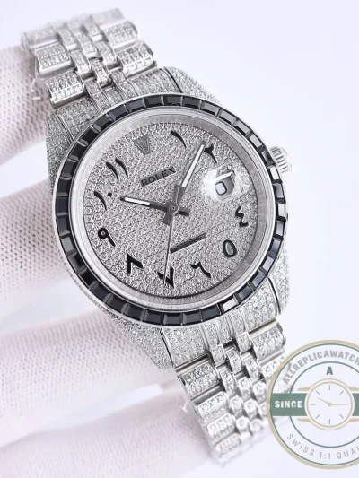 Replica Rolex Datejust 126300 41mm Dial Arabic Bezel Black - Factory Super Clone Watch