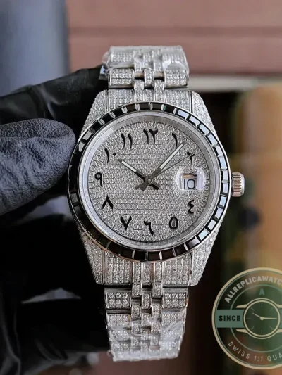 Replica Rolex Datejust 126300 41mm Dial Arabic Bezel Black - Swiss Movement Replica Watch