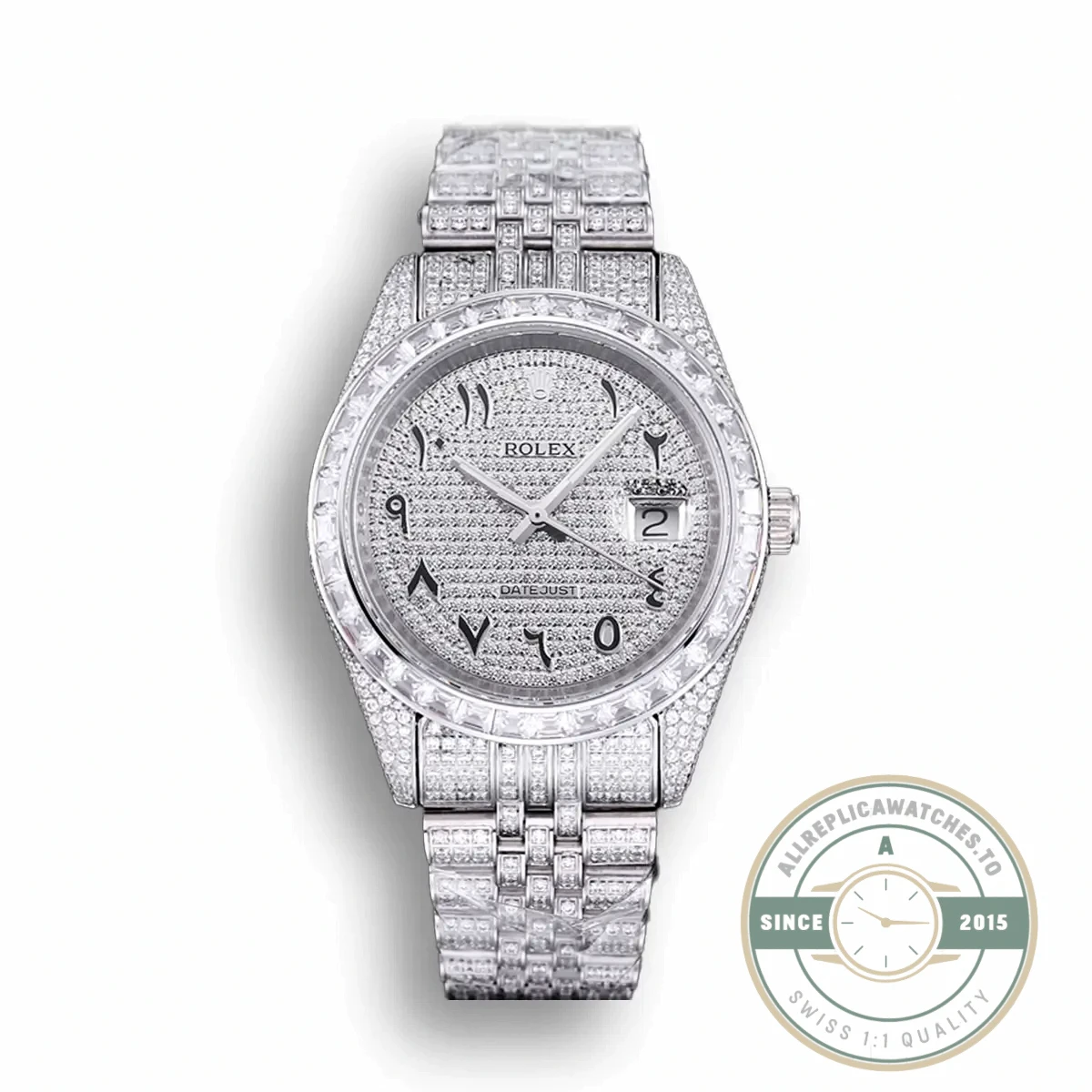 Replica Rolex Datejust 126300 41mm Dial Full-Diamond Arabic - Luxury Replica Watch