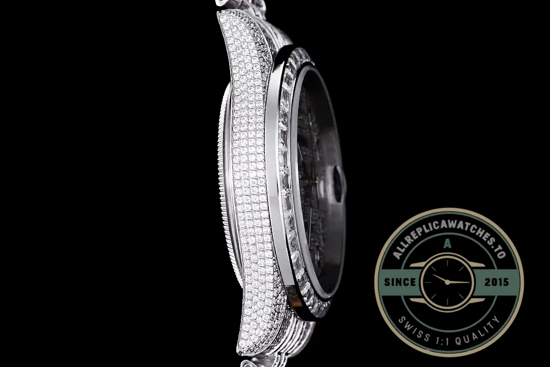 Replica Rolex Datejust 126300 41mm Dial Full-Diamond Arabic - Best Quality Replica Watch