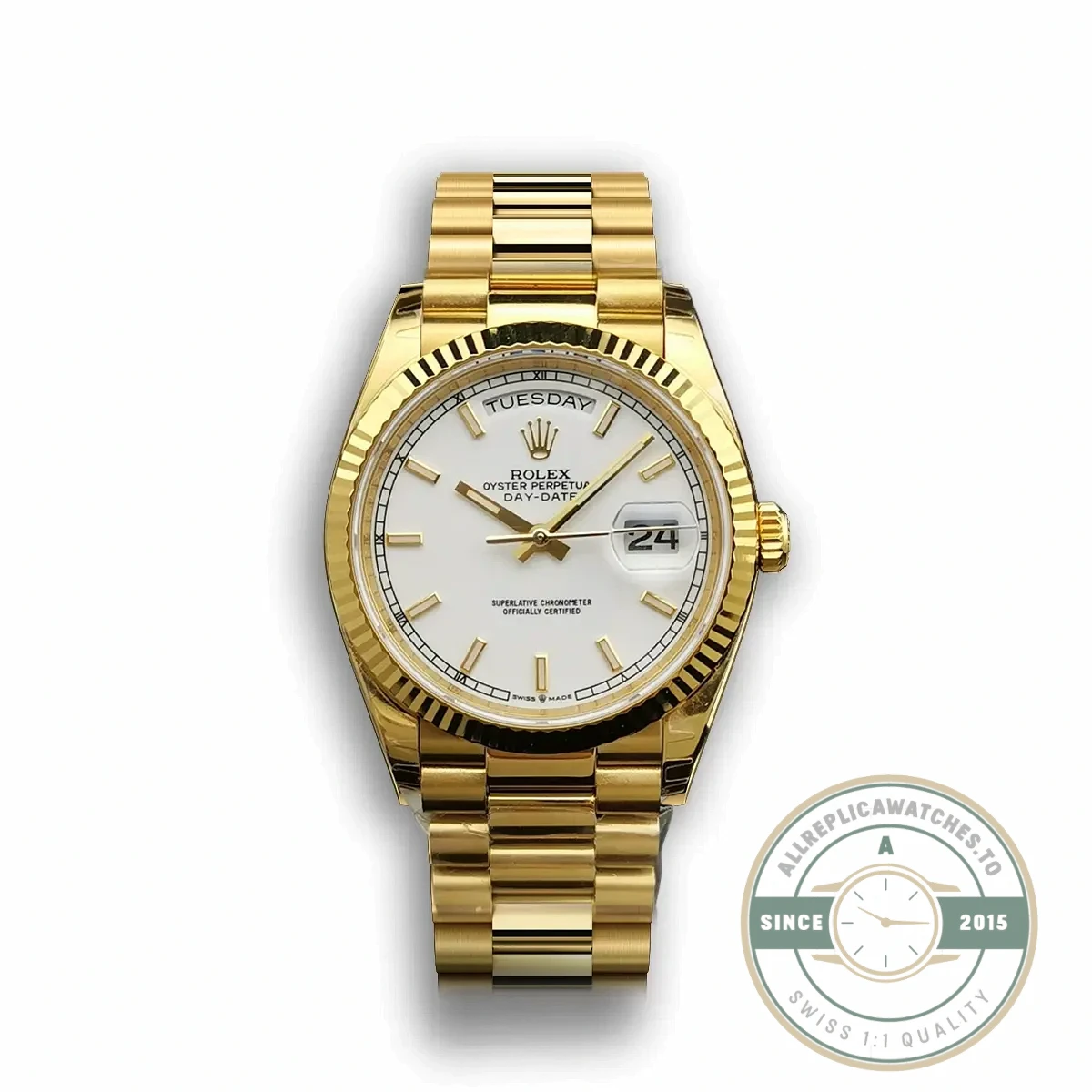 Replica Rolex Day-Date 116610 36mm White Dial - Top-Tier Swiss Replica Watch