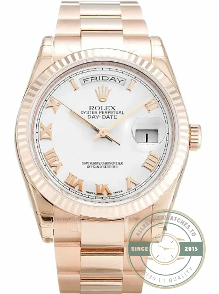 Replica Rolex Day-Date 118235F 36mm White Dial - Top-Tier Swiss Replica Watch