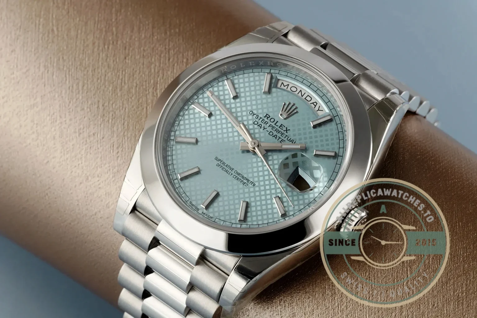 Replica Rolex Day-Date 126331 Ice Blue Motif Dial - Swiss Movement Replica Watch