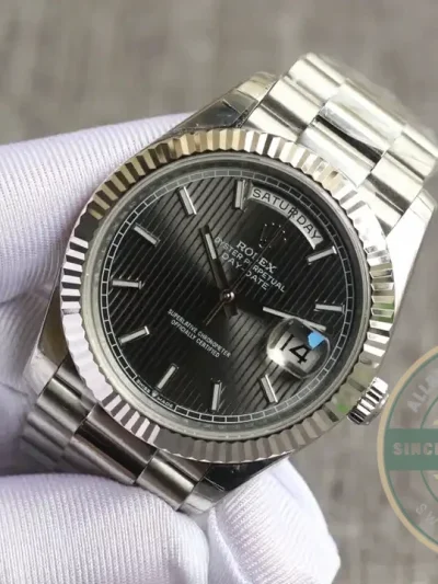 Replica Rolex Day-Date 126331 Stripe Dark Rhodium Dial - Swiss Movement Replica Watch