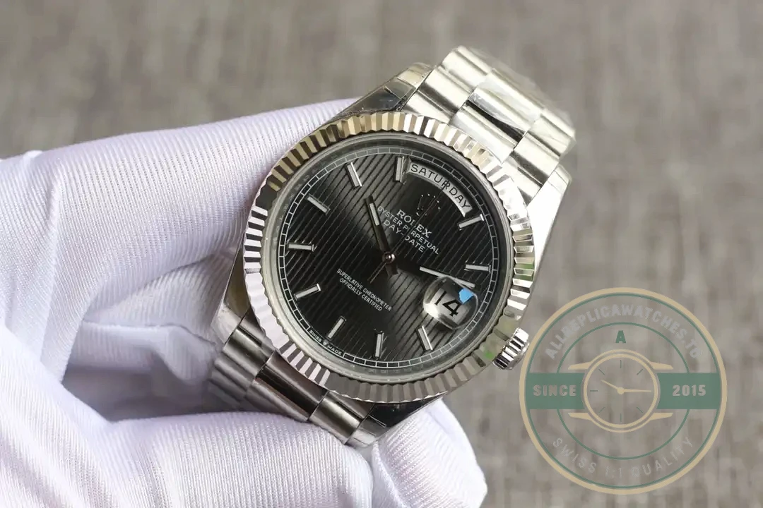 Replica Rolex Day-Date 126331 Stripe Dark Rhodium Dial - Swiss Movement Replica Watch