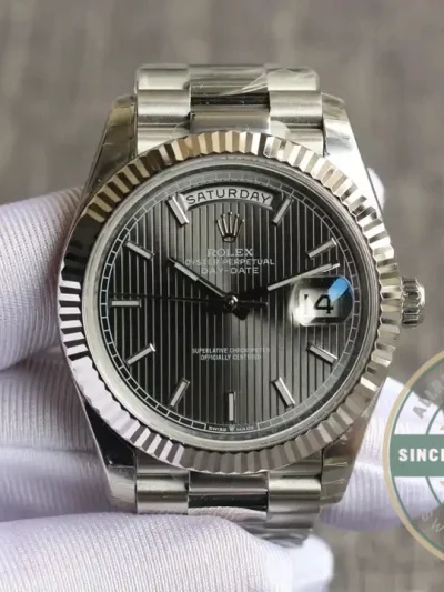 Replica Rolex Day-Date 126331 Stripe Dark Rhodium Dial - Luxury Replica Watch
