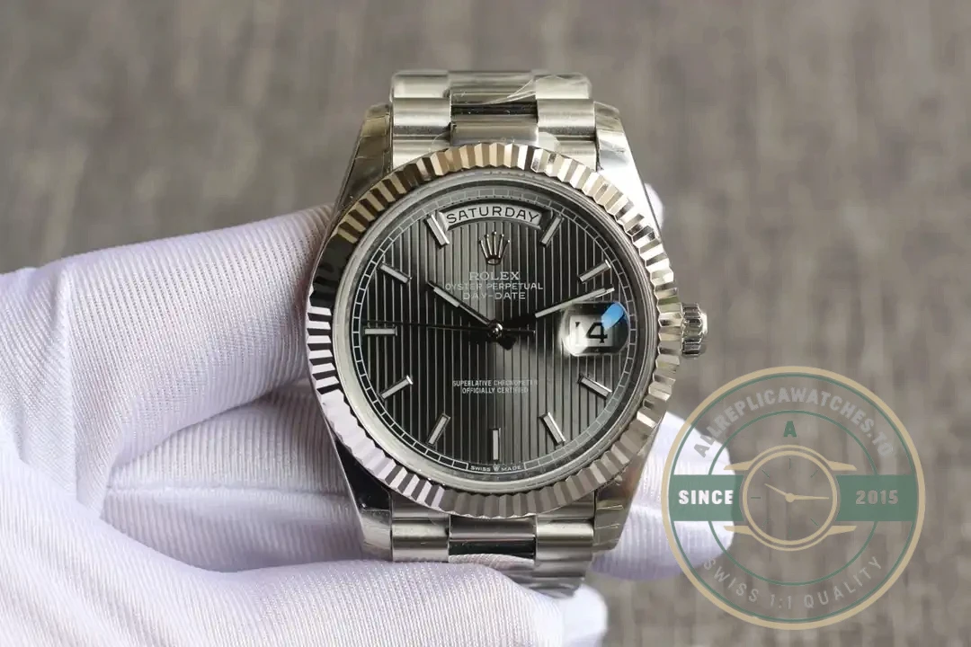 Replica Rolex Day-Date 126331 Stripe Dark Rhodium Dial - Luxury Replica Watch