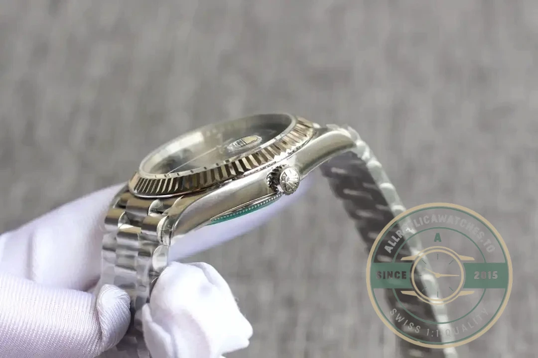 Replica Rolex Day-Date 126331 Stripe Dark Rhodium Dial - Premium Super Clone Watch