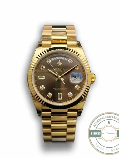 Replica Rolex Day-Date 128238 36mm Chocolate Dial Yellow Gold - Affordable Luxury Replica Timepiece