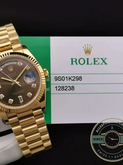 Replica Rolex Day-Date 128238 36mm Chocolate Dial Yellow Gold - High-Grade Replica Watch