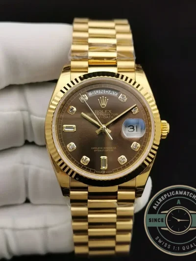 Replica Rolex Day-Date 128238 36mm Chocolate Dial Yellow Gold - Top-Tier Swiss Replica Watch