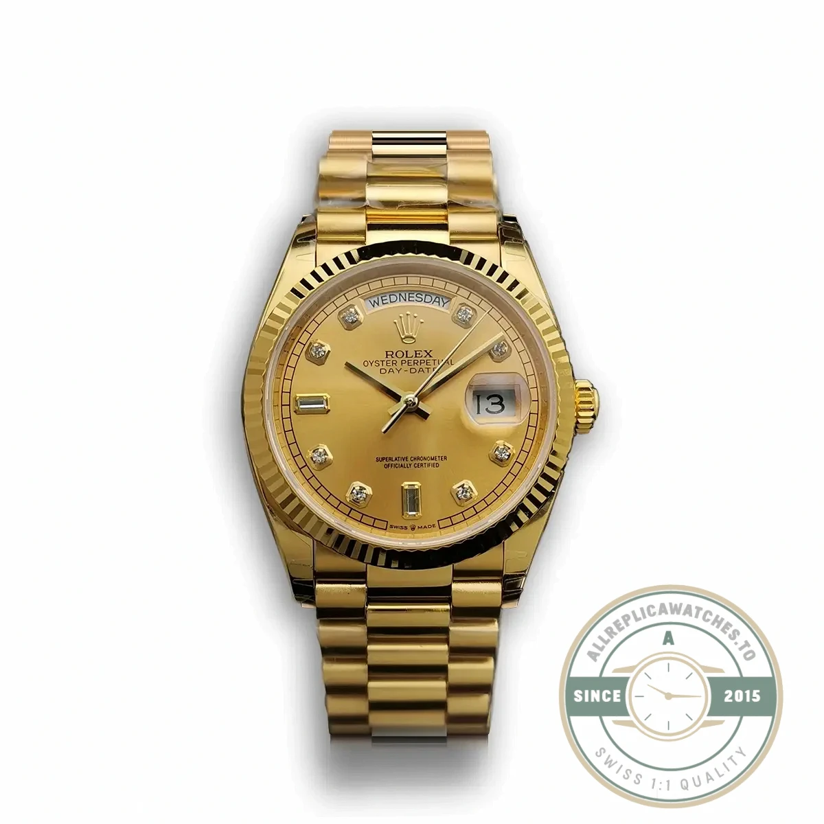 Replica Rolex Day-Date 128238 36mm Gold Dial Yellow Gold - Swiss-Made Clone Watch