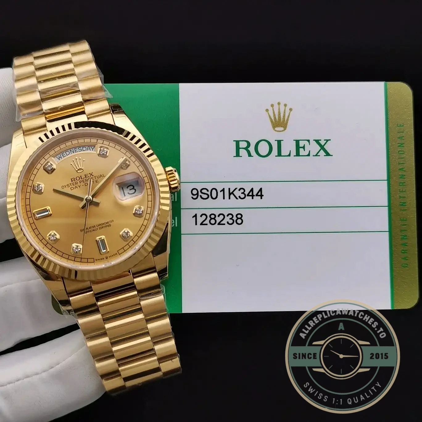 Replica Rolex Day-Date 128238 36mm Gold Dial Yellow Gold - Premium Super Clone Watch