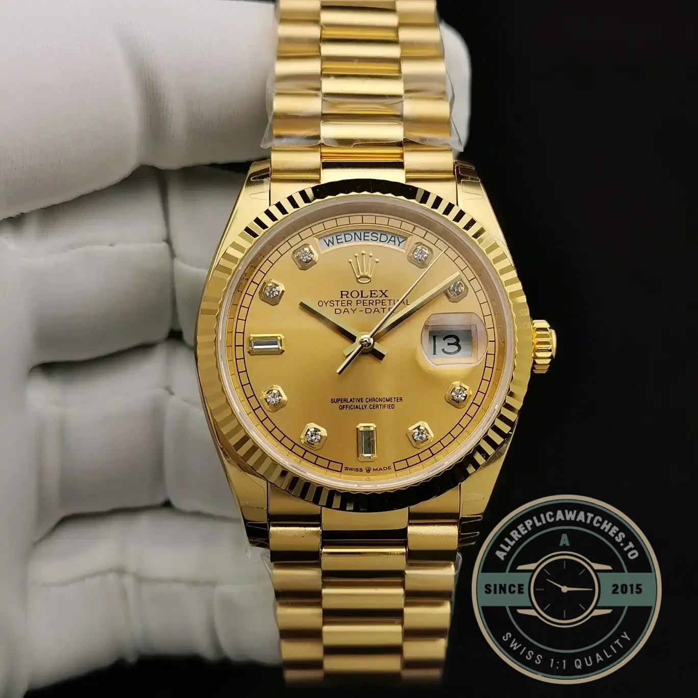 Replica Rolex Day-Date 128238 36mm Gold Dial Yellow Gold - Premium Super Clone Watch