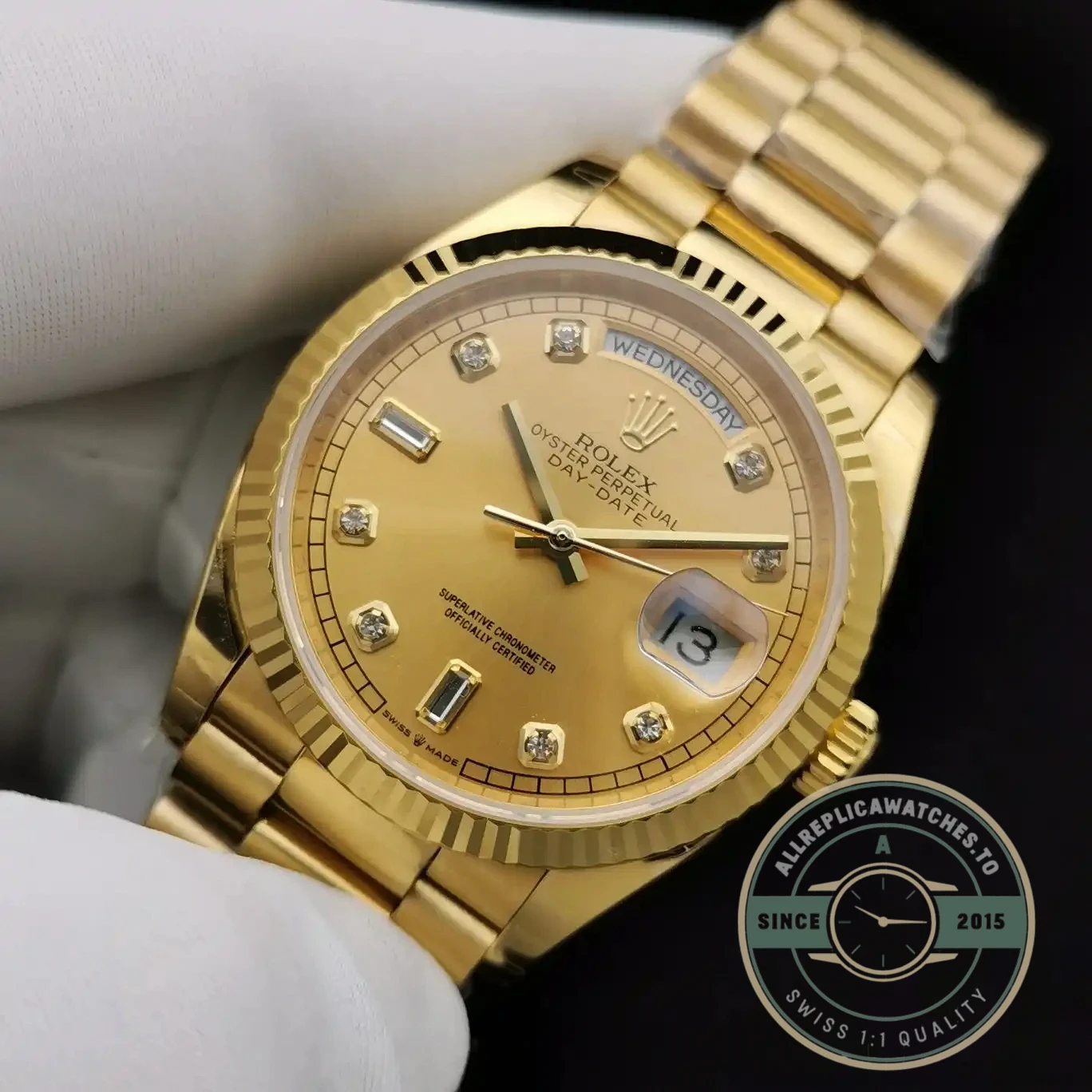 Replica Rolex Day-Date 128238 36mm Gold Dial Yellow Gold - Affordable Luxury Replica Timepiece