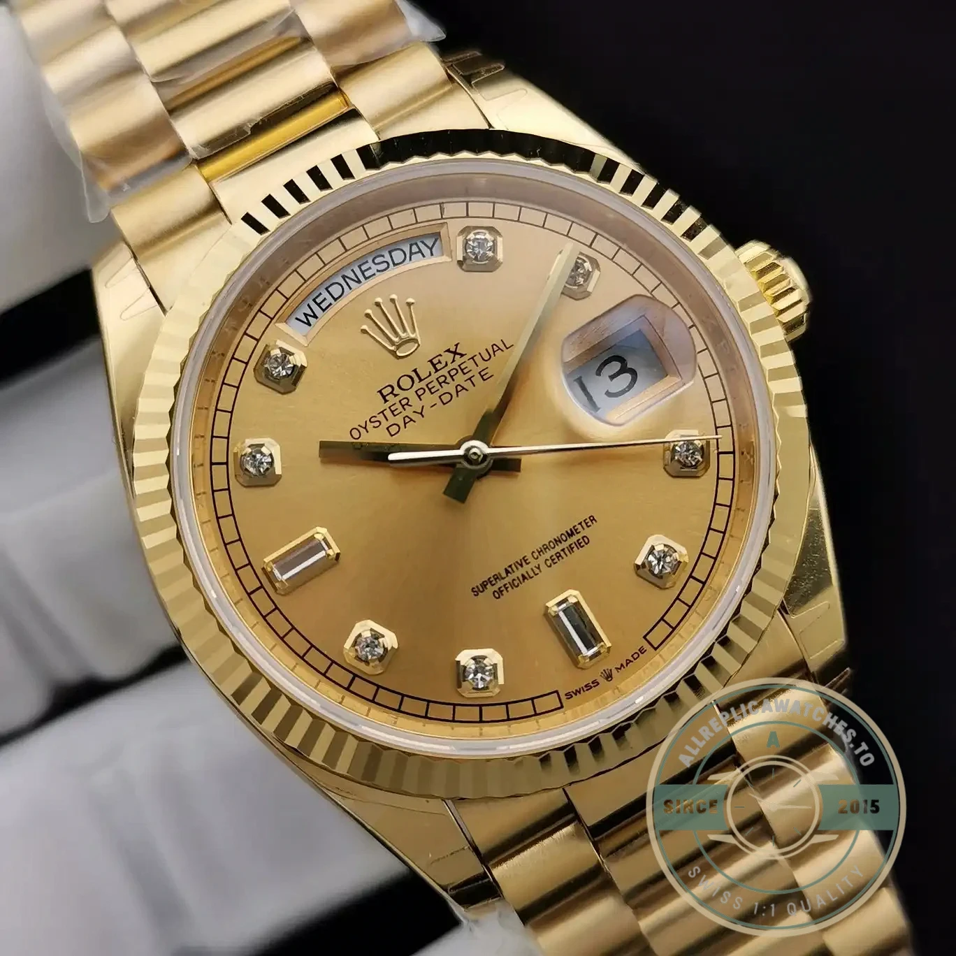 Replica Rolex Day-Date 128238 36mm Gold Dial Yellow Gold - Swiss-Made Clone Watch