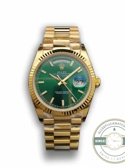 Replica Rolex Day-Date 128238 36mm Green Dial Yellow Gold - Budget Luxury Replica Watch
