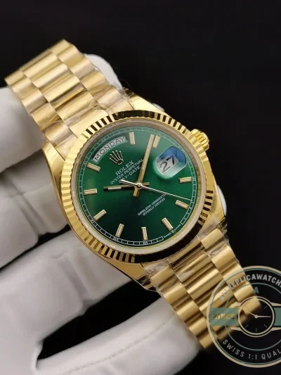 Replica Rolex Day-Date 128238 36mm Green Dial Yellow Gold - Premium Super Clone Watch