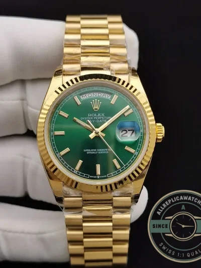 Replica Rolex Day-Date 128238 36mm Green Dial Yellow Gold - High-Grade Replica Watch